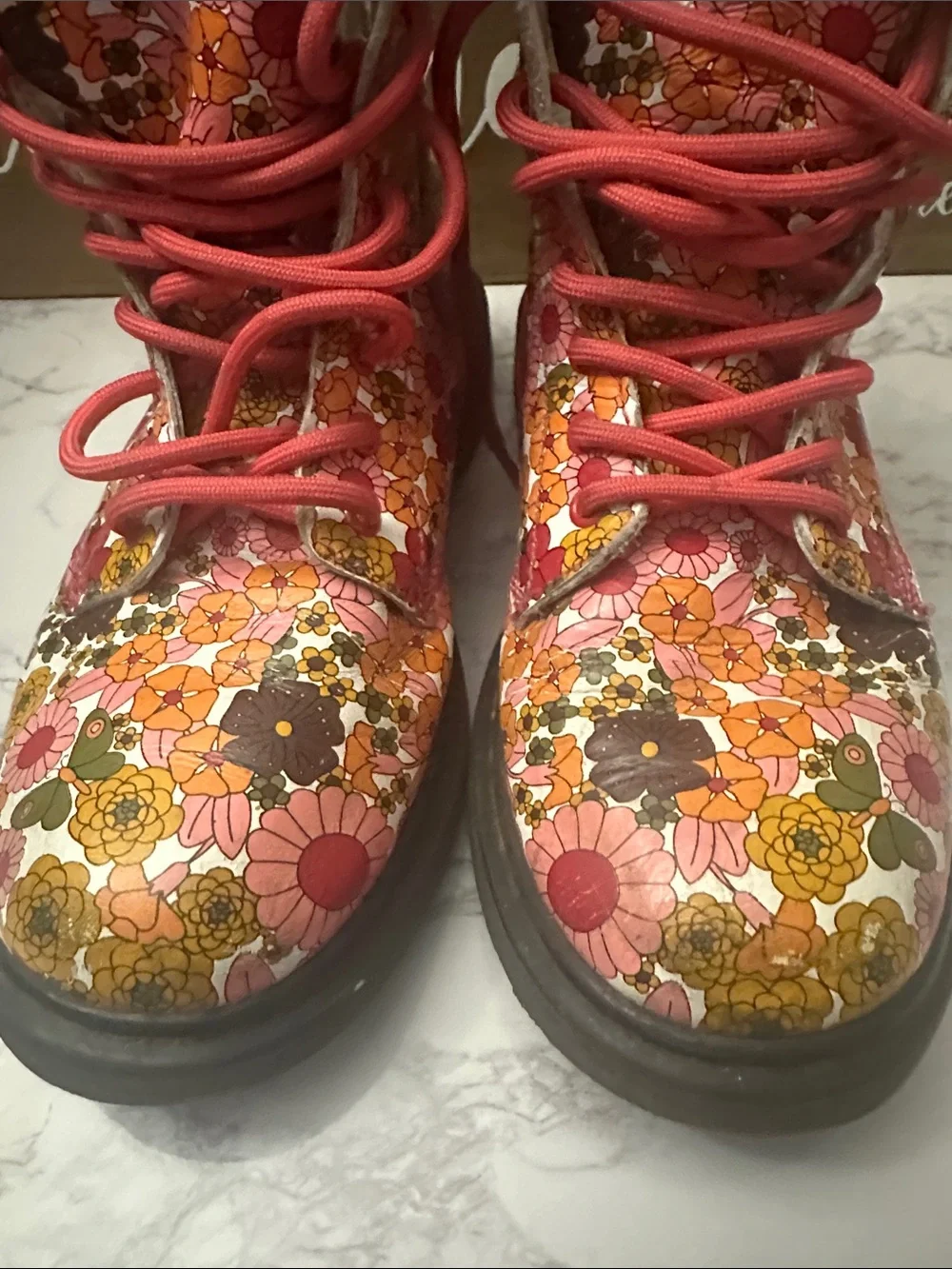 Dr. Martens Kids Brooklee Pink Floral Boots- Size 3